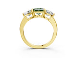 Yellow gold Fancy Green Princess Cut Diamond Three-Stone Ring with Prong Setting and Classic Band_54