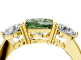 Yellow gold Fancy Green Princess Cut Diamond Three-Stone Ring with Prong Setting and Classic Band_55