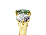 Yellow gold Fancy Green Princess Cut Diamond Three-Stone Ring with Prong Setting and Classic Band_56