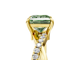 Yellow gold Fancy Green Princess  Cut Diamond Twist Band Solitaire with Prong Setting_5