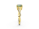 Yellow gold Fancy Green Princess  Cut Diamond Twisted Band Engagement Ring with Prong Setting_5