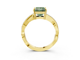 Yellow gold Fancy Green Princess  Cut Diamond Twisted Band Engagement Ring with Prong Setting_6