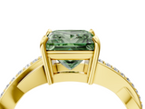 Yellow gold Fancy Green Princess  Cut Diamond Twisted Band Engagement Ring with Prong Setting_7