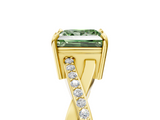 Yellow gold Fancy Green Princess  Cut Diamond Twisted Band Engagement Ring with Prong Setting_8