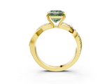 Yellow gold Fancy Green Princess  Cut Diamond Twisted Band with Pavé Setting and Four-Prong Setting_3