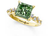 Yellow gold Fancy Green Princess  Cut Diamond Vine Band with Four-Prong Setting_1