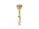 Yellow gold Fancy Green Princess  Cut Diamond Vine Band with Four-Prong Setting_2