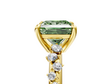 Yellow gold Fancy Green Princess  Cut Diamond Vine Band with Four-Prong Setting_5