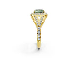Yellow gold Fancy Green Princess  Cut Double Halo Split Shank Diamond Ring with Prong Setting_31