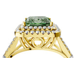 Yellow gold Fancy Green Princess  Cut Double Halo Split Shank Diamond Ring with Prong Setting_33
