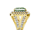 Yellow gold Fancy Green Princess  Cut Double Halo Split Shank Diamond Ring with Prong Setting_34