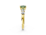 Yellow gold Fancy Green Princess  Cut Five-Stone Prong Set Diamond Ring with Classic Band_31