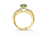 Yellow gold Fancy Green Princess  Cut Five-Stone Prong Set Diamond Ring with Classic Band_32