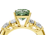 Yellow gold Fancy Green Princess  Cut Five-Stone Prong Set Diamond Ring with Classic Band_33