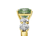 Yellow gold Fancy Green Princess  Cut Five-Stone Prong Set Diamond Ring with Classic Band_34