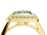 Yellow gold Fancy Green Princess Cut Halo Bezel Diamond Pave Band Ring_4
