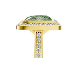 Yellow gold Fancy Green Princess Cut Halo Bezel Diamond Pave Band Ring_5