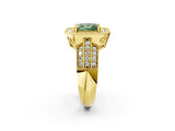 Yellow gold Fancy Green Princess Cut Halo Diamond Engagement Ring with Pave Split Shank and Four-Prong Setting_2