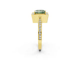 Yellow gold Fancy Green Princess Cut Halo Diamond Engagement Ring with Split Shank Band and Four-Prong Setting_2