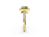 Yellow gold Fancy Green Princess  Cut Halo Diamond Pave Band with Four-Prong Setting_2