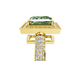 Yellow gold Fancy Green Princess  Cut Halo Diamond Pave Band with Four-Prong Setting_5