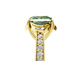 Yellow gold Fancy Green Princess  Cut Halo Diamond Ring with Channel Set Band and Four-Prong Setting_35