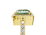 Yellow gold Fancy Green Princess  Cut Halo Diamond Ring with Pave Band and Four-Prong Setting_5