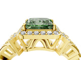 Yellow gold Fancy Green Princess Cut Halo Diamond Split Shank Engagement Ring with Four-Prong Setting_4