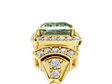 Yellow gold Fancy Green Princess Cut Halo Diamond Split Shank Engagement Ring with Four-Prong Setting_5