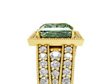 Yellow gold Fancy Green Princess Cut Halo Diamond Split Shank Ring with Prong Setting_5