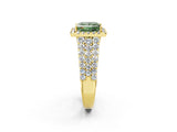 Yellow gold Fancy Green Princess Cut Halo Pavé Diamond Engagement Ring with Split Shank and Four-Prong Setting_5