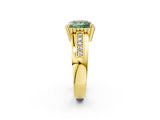 Yellow gold Fancy Green Princess  Cut Halo Pave Band Four-Prong Ring_31