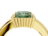 Yellow gold Fancy Green Princess  Cut Halo Pave Band Four-Prong Ring_33