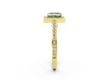 Yellow gold Fancy Green Princess  Cut Halo Pave Split Shank Prong Setting Ring_34