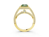 Yellow gold Fancy Green Princess  Cut Halo Pave Split Shank Prong Setting Ring_35