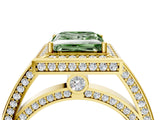 Yellow gold Fancy Green Princess  Cut Halo Pave Split Shank Prong Setting Ring_36