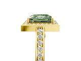 Yellow gold Fancy Green Princess  Cut Halo Pave Split Shank Prong Setting Ring_37