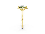 Yellow gold Fancy Green Princess Cut Halo Round Diamond Solitaire Engagement Ring with Pave Band and Four-Prong Setting_14