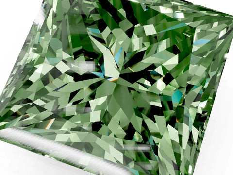 Yellow gold Fancy Green Princess Cut Halo Round Diamond Solitaire Ring with Pavé Band and Four-Prong Setting_49