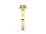 Yellow gold Fancy Green Princess Cut Halo Round Diamond Twist Band with Four-Prong Setting_2