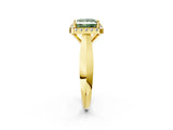 Yellow gold Fancy Green Princess  Cut Halo Solitaire Engagement Ring with Square Band and Four-Prong Setting_68