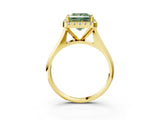 Yellow gold Fancy Green Princess  Cut Halo Solitaire Engagement Ring with Square Band and Four-Prong Setting_69