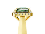 Yellow gold Fancy Green Princess  Cut Halo Solitaire Engagement Ring with Square Band and Four-Prong Setting_71