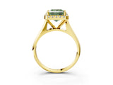 Yellow gold Fancy Green Princess  Cut Halo Solitaire Engagement Ring with Square Band and Four-Prong Setting_80