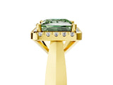 Yellow gold Fancy Green Princess  Cut Halo Solitaire Engagement Ring with Square Band and Four-Prong Setting_82