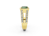 Yellow gold Fancy Green Princess  Cut Halo Split Shank Diamond Ring with Four-Prong Setting_2
