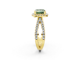Yellow gold Fancy Green Princess  Cut Halo Split Shank Pave Set Ring_20