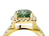 Yellow gold Fancy Green Princess  Cut Halo Split Shank Pave Set Ring_22