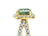 Yellow gold Fancy Green Princess  Cut Halo Split Shank Pave Set Ring_23