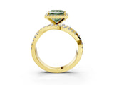 Yellow gold Fancy Green Princess  Cut Halo Split Shank Prong Setting Ring_15